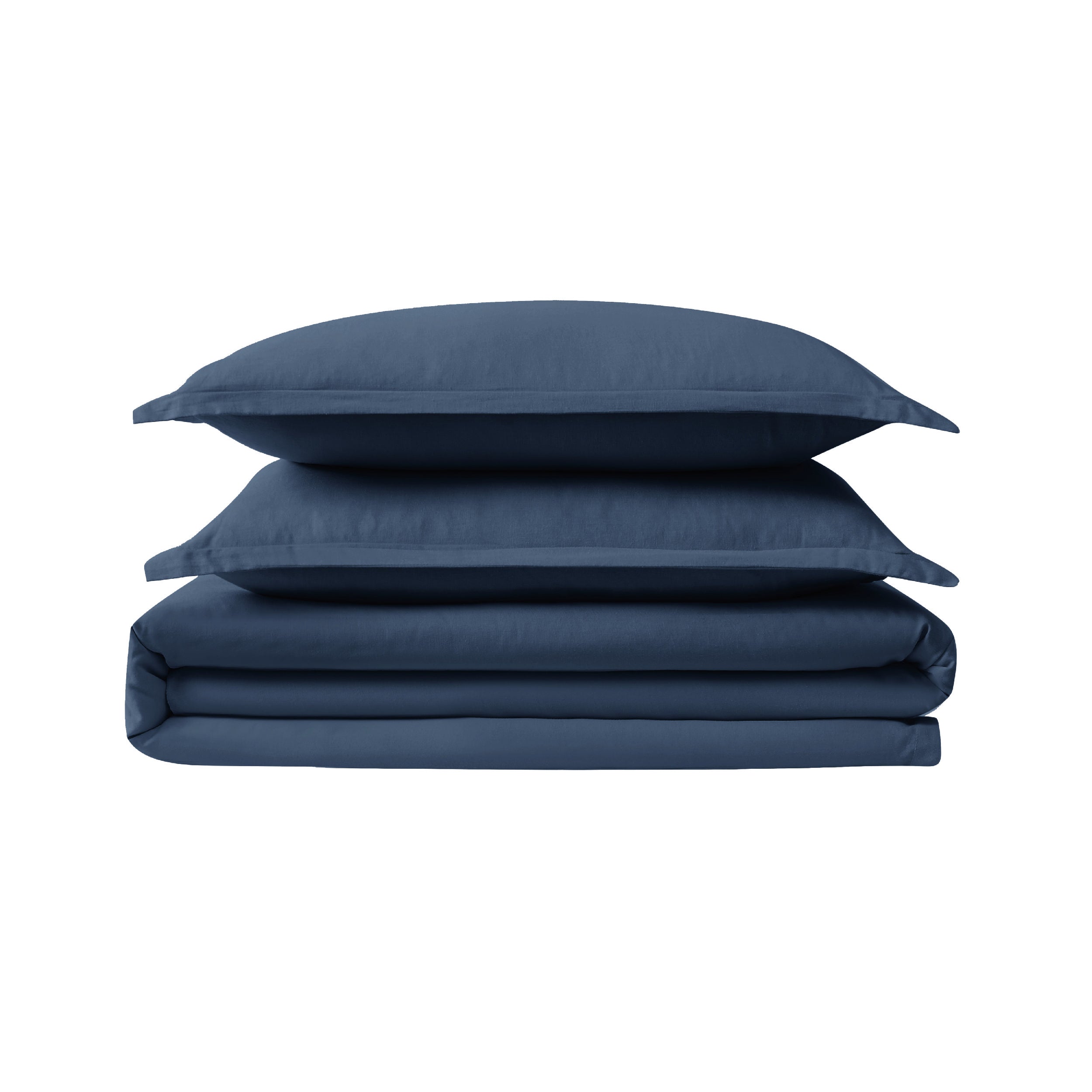  Frye Cotton Linen Blend 3 Piece Duvet Set - Dark Blue - Bonton