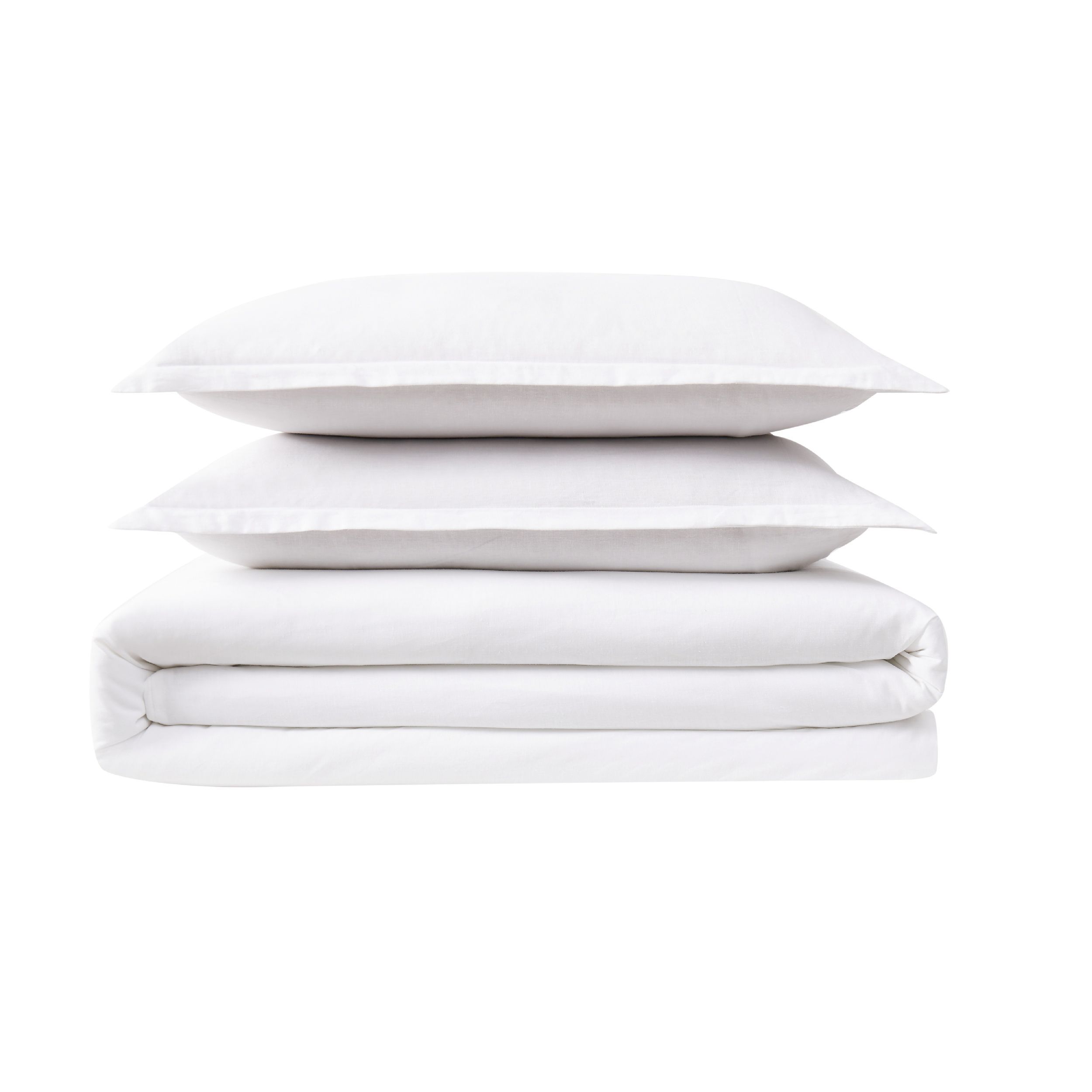  Frye Cotton Linen Blend 3 Piece Duvet Set - White - Bonton