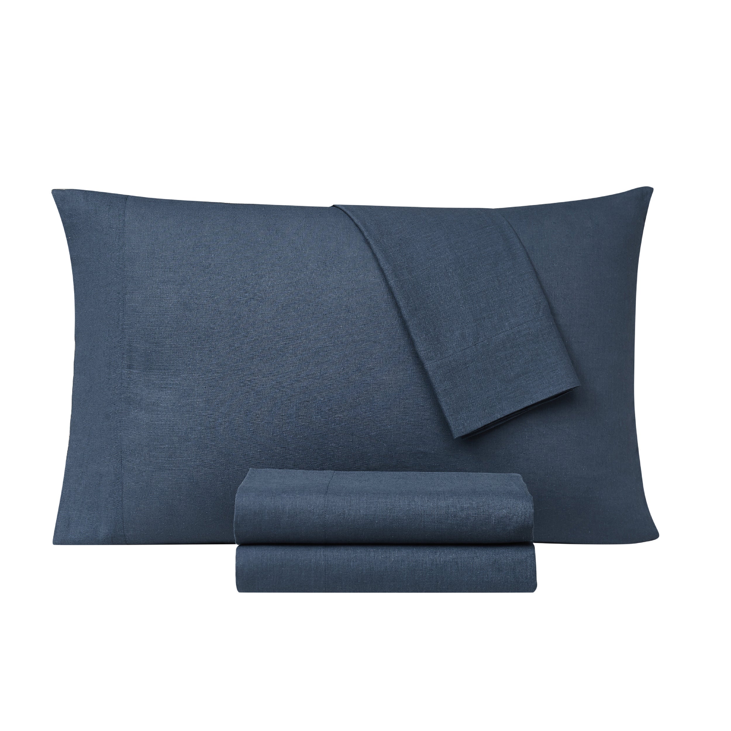  Frye Cotton Linen Blend Sheet Set - Dark Blue - Bonton