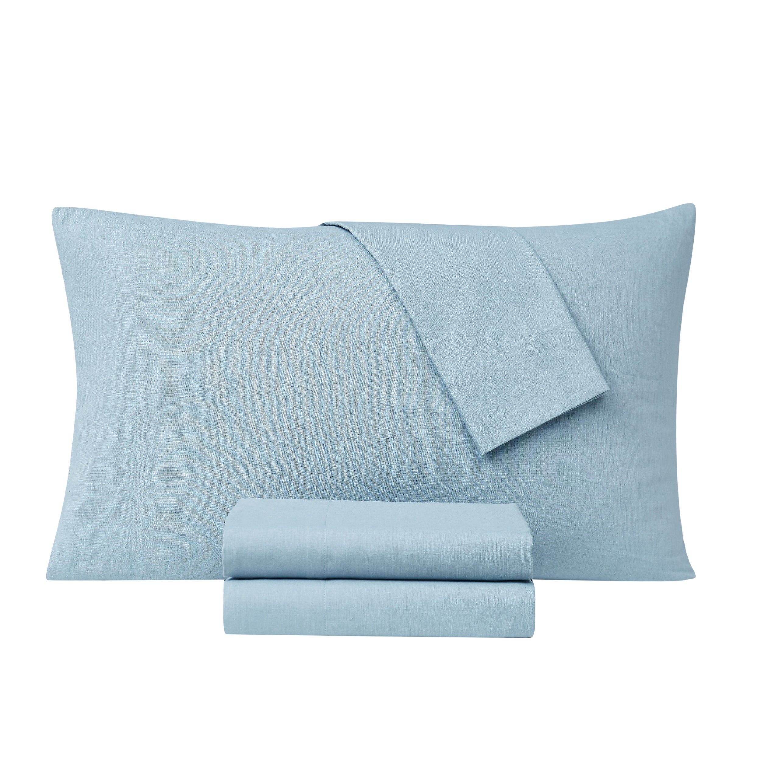  Frye Cotton Linen Blend Sheet Set - Light Blue - Bonton