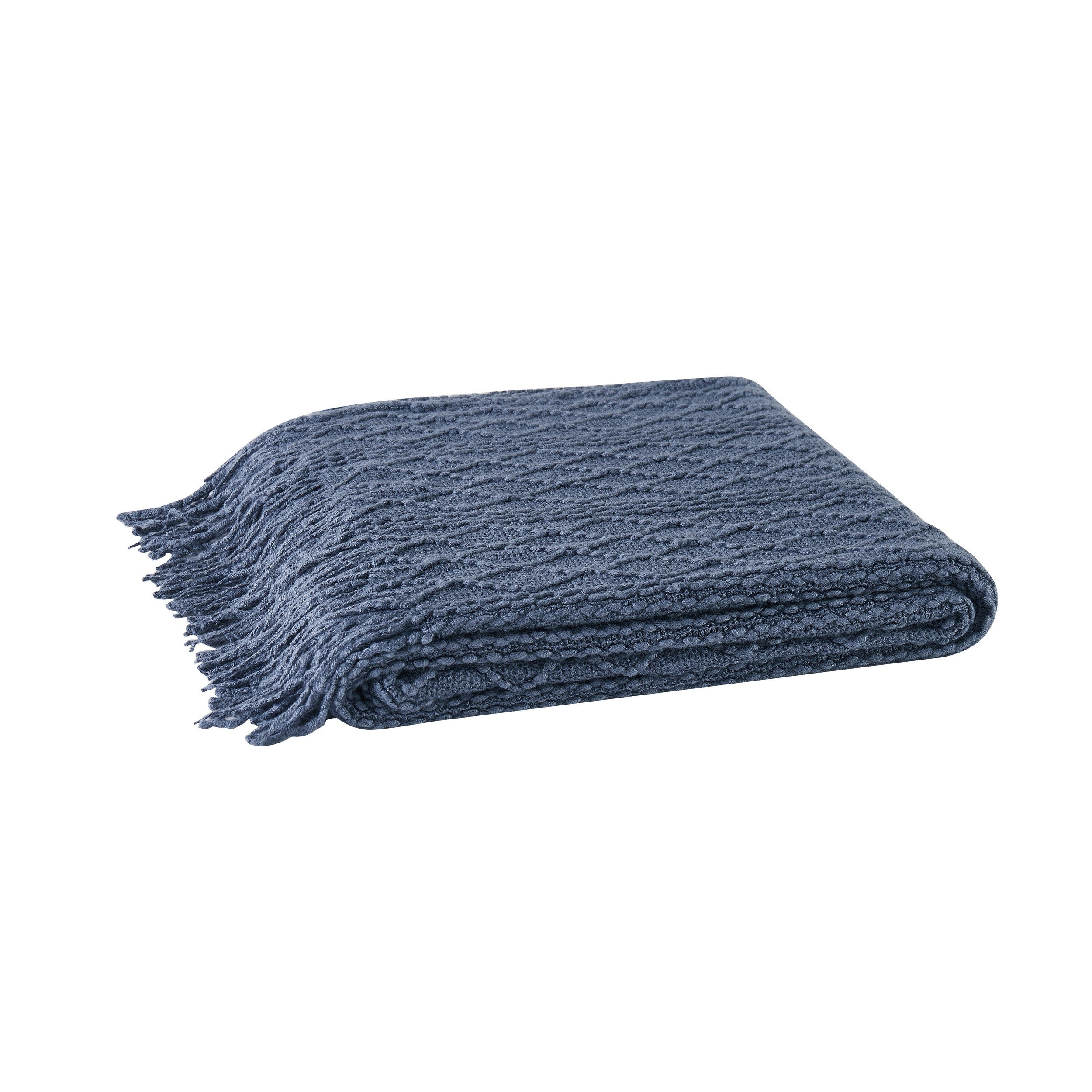  Brooklyn Loom Woven Texture Solid Throw Dark Blue - Dark Blue - Bonton