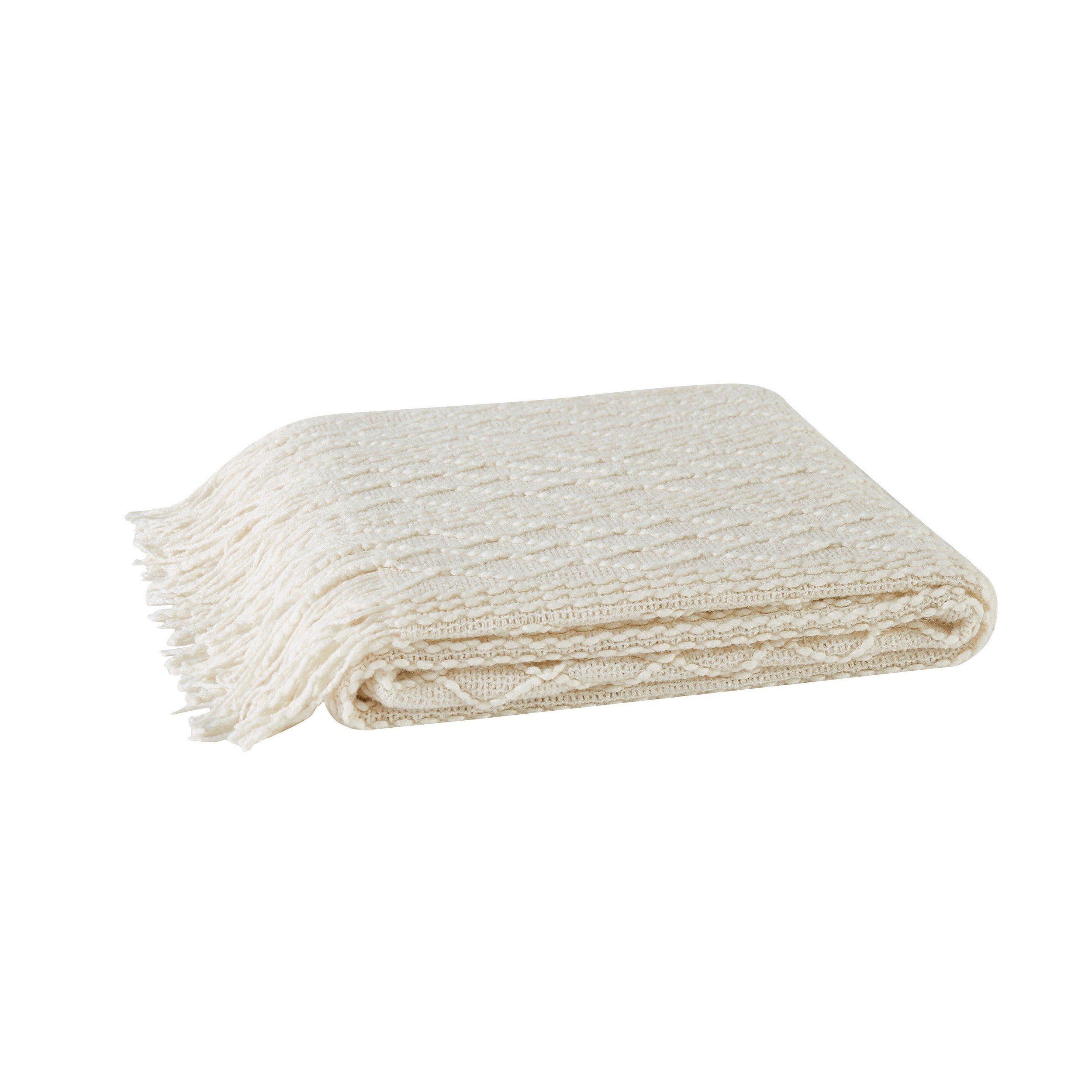  Brooklyn Loom Woven Texture Solid Throw Ivory - Ivory - Bonton