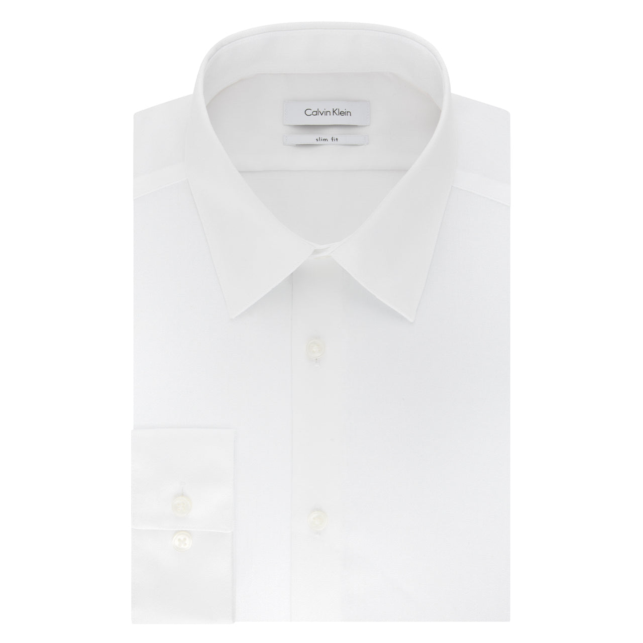  Calvin Klein Calvin Klein Slim Fit Non Iron Twill Solid Shirt - White - Bonton