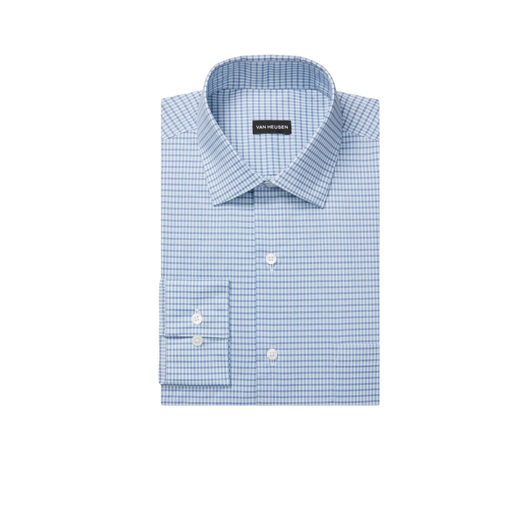  Van Heusen Regular Fit Stain Shield Stretch FLEX Check - Blue Topaz - Bonton