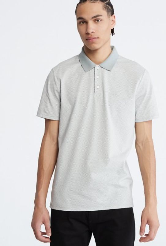  Calvin Klein SS SMOOTH COTTON MINI GEO POLO - Blanc De Blanc - Bonton