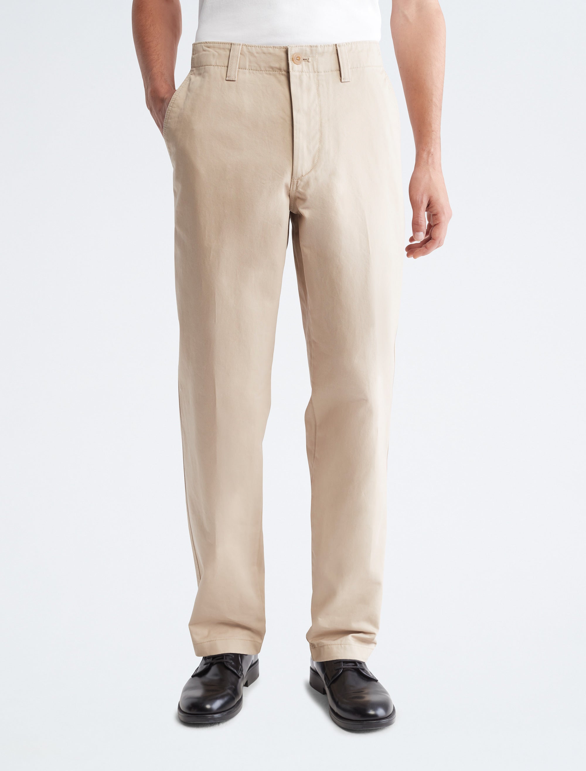  Calvin Klein Reg Fit Utility Chino - White Pepper - Bonton