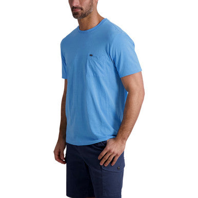  Chaps Chaps Men's Short Sleeve Crewneck Pocket Tee - Azure - Bonton