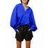  Amira Oversized Button Down Satin Top - Blue - Bonton