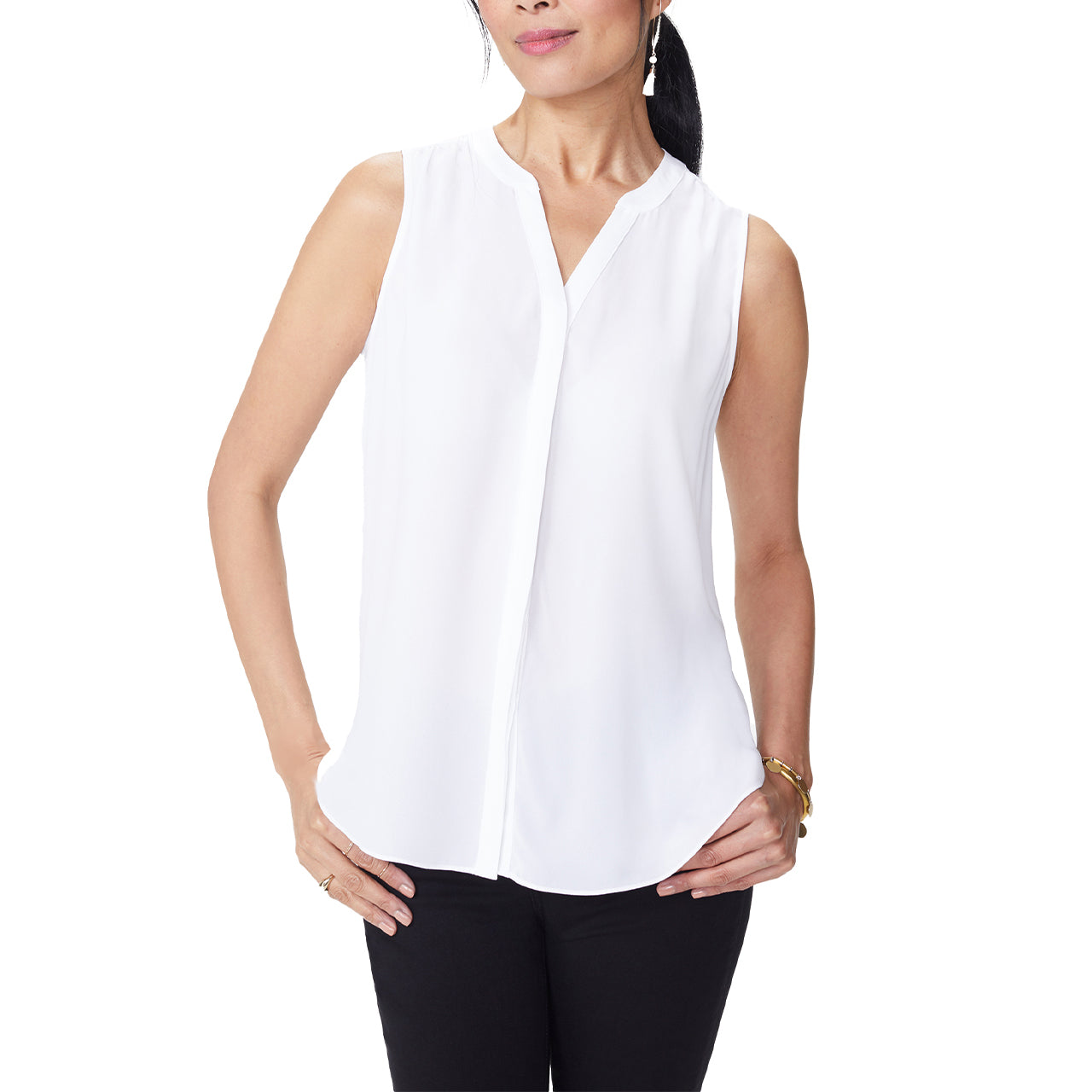  NYDJ Sleeveless Pintuck Blouse NYDJ - Optic White - Bonton