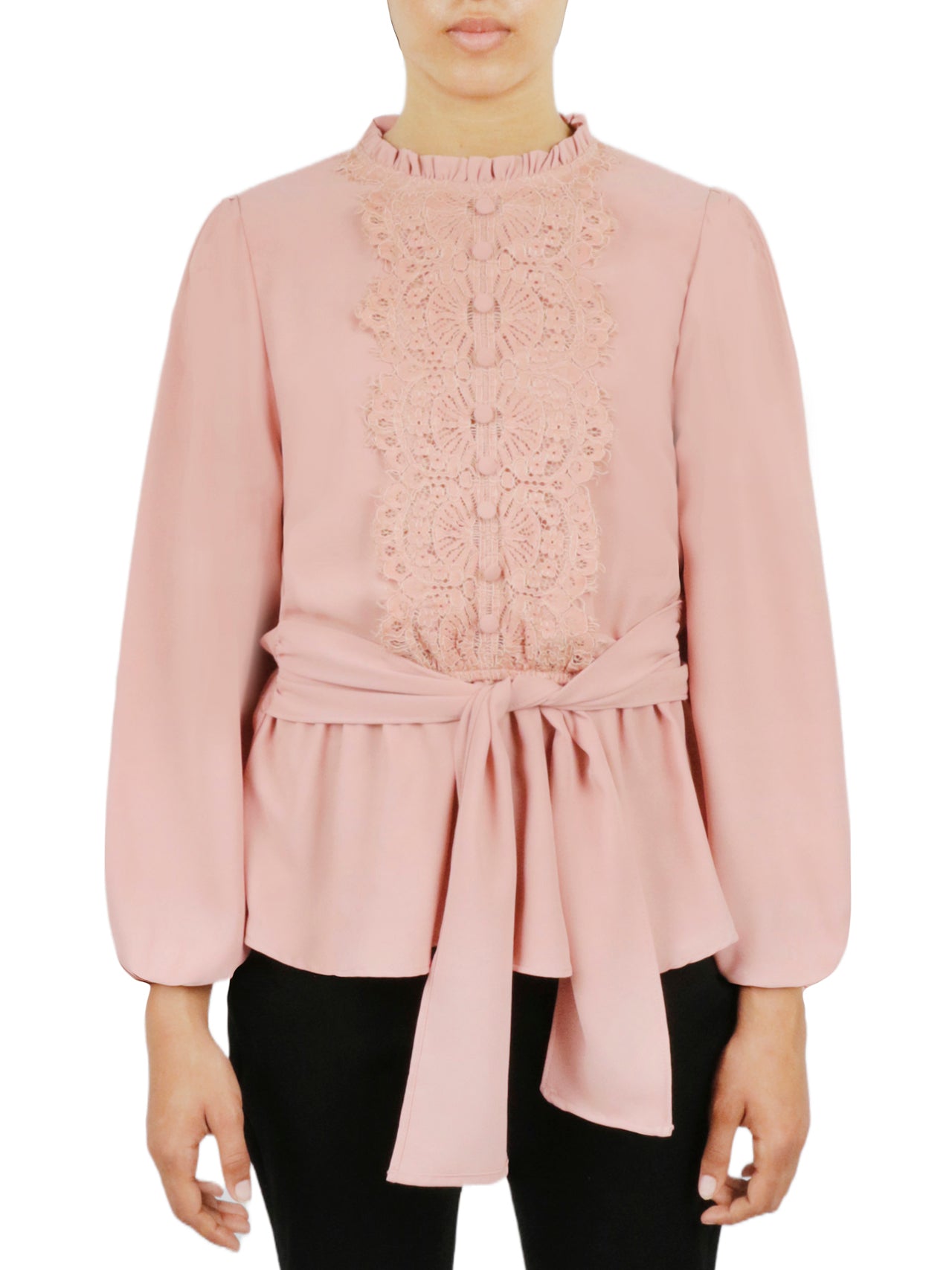  Embellished Crochet Shirt - Powder Pink - Bonton