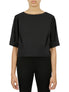  Cropped Tie Back Blouse - Black - Bonton