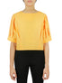  Cream & Rouge Cropped Tie Back Blouse - Yellow - Bonton