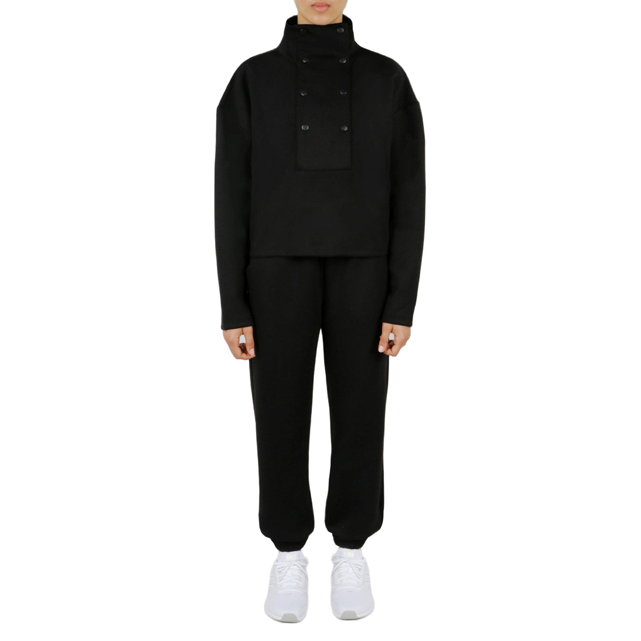  Cream & Rouge Button Front Sweatshirt - Black - Bonton