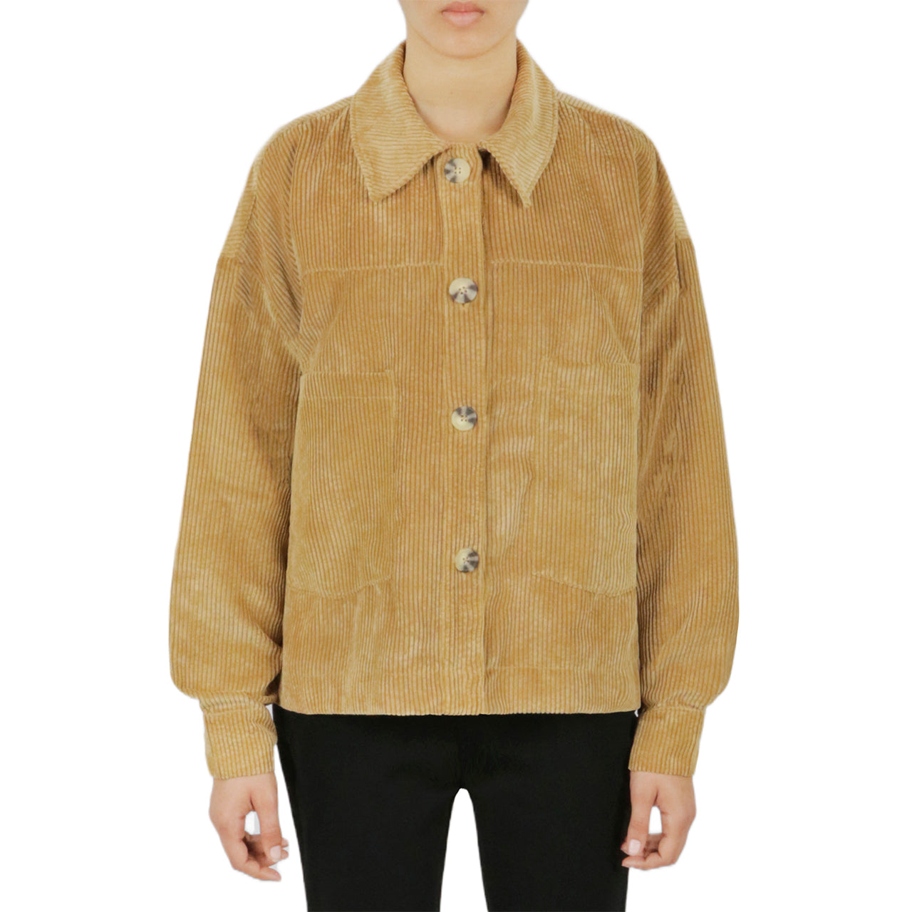  Velvet Corduroy Shacket - Beige - Bonton