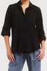  Riley Rolled Tab Sleeve Button Down Shirt Double Chest Pockets - Black - Bonton