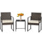 3 Piece Heavy Duty Cushioned Wicker Rattan Chairs and Table