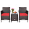 3 Piece PE Rattan Chair Set with Table