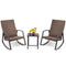 3 Piece Rattan & Metal Rocking Chair with Table Set