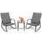 3 Piece Rattan & Metal Rocking Chair with Table Set