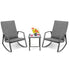  3 Piece Rattan & Metal Rocking Chair with Table Set - Gray - Bonton