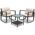  3 Piece Rattan Rocking Chair Conversation Set - Black - Bonton