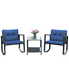  3 Piece Rattan Rocking Chair Conversation Set - Navy - Bonton