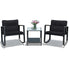  3 Piece Rattan Rocking Chair Conversation Set - Charcoal - Bonton