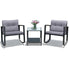  3 Piece Rattan Rocking Chair Conversation Set - Gray - Bonton