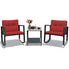  3 Piece Rattan Rocking Chair Conversation Set - Burgundy - Bonton