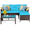 3 Piece Rattan Wicker Sofa Sectional Conversation Set