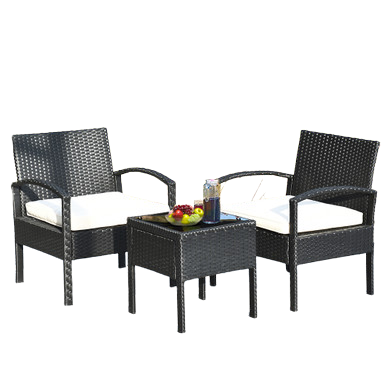  3 Piece Table and Cushion Chairs Set - White - Bonton