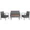 4 Piece Gray Rattan Custioned Furniture Set with Wood Top Coffee Table