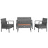  4 Piece Gray Rattan Custioned Furniture Set with Wood Top Coffee Table - Gray - Bonton