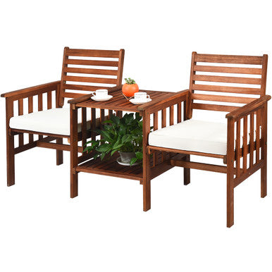  Acacia Wood Loveseat Conversation Set - White - Bonton