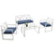 4 Piece White Metal Cushioned Furniture Set