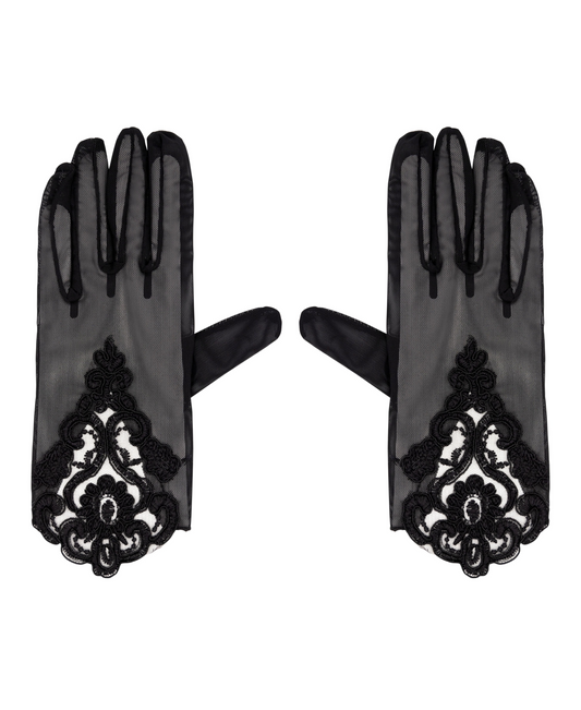 LECHERY MESH GLOVES WITH LACE DETAIL