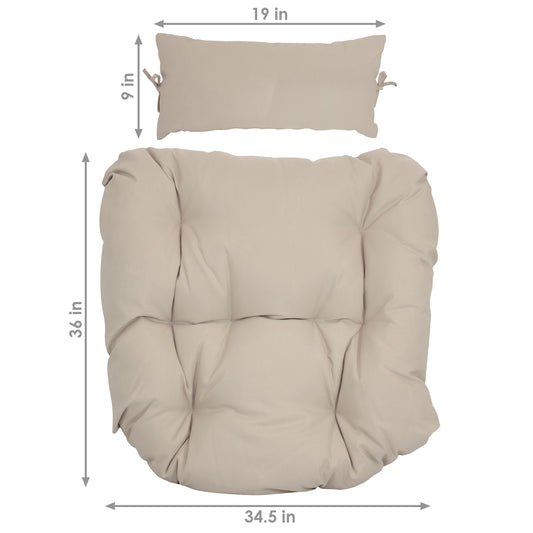 Danielle Hanging Egg Chair Cushion and Headrest Pillow 2 Piece Set