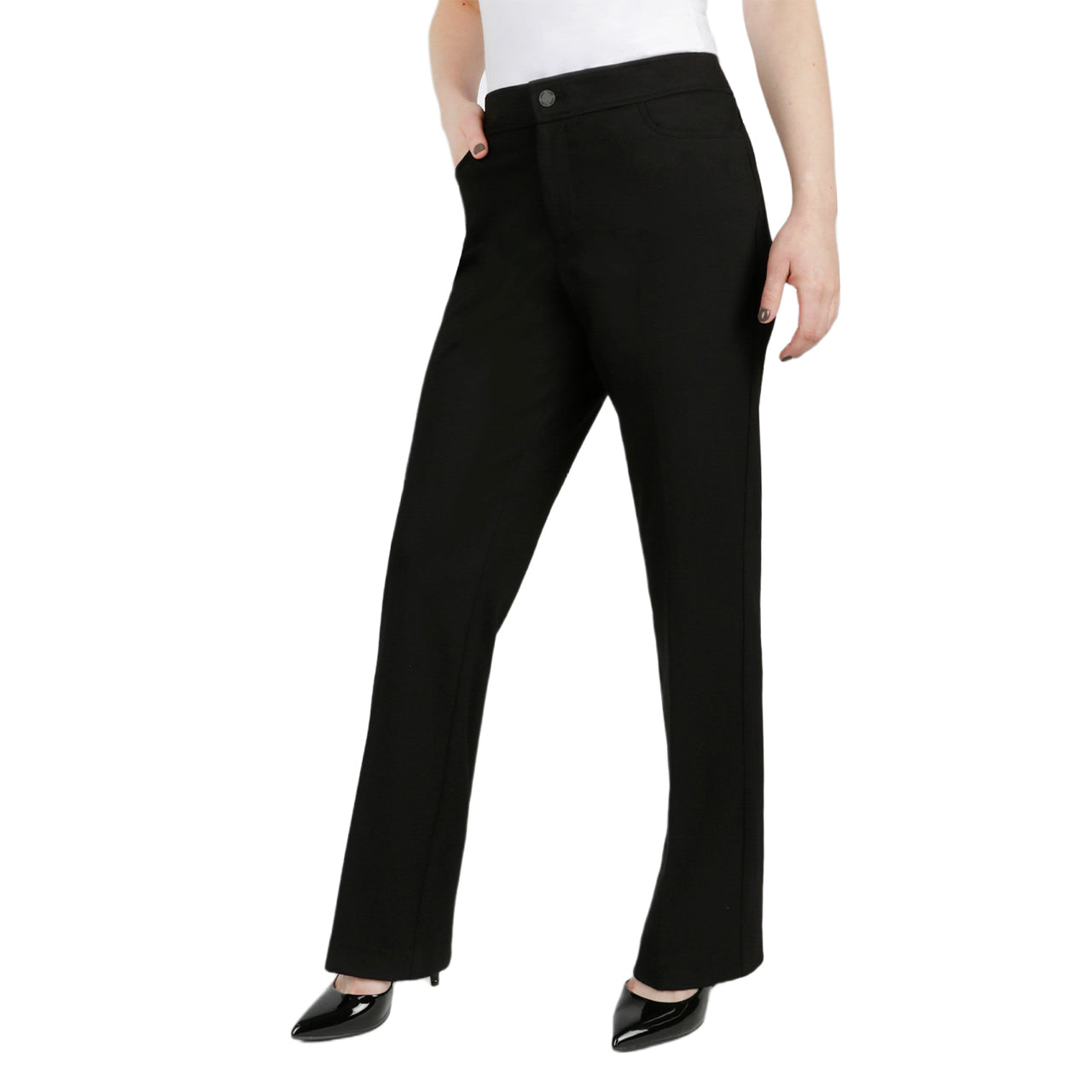  Anne Klein Black Flare Leg Compression Pants - Black - Bonton