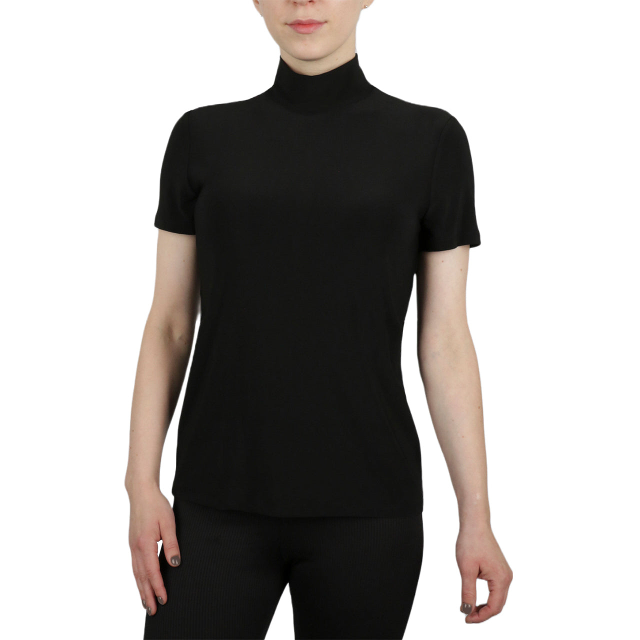  Anne Klein Short Sleeve Mock Neck - Anne Black - Bonton