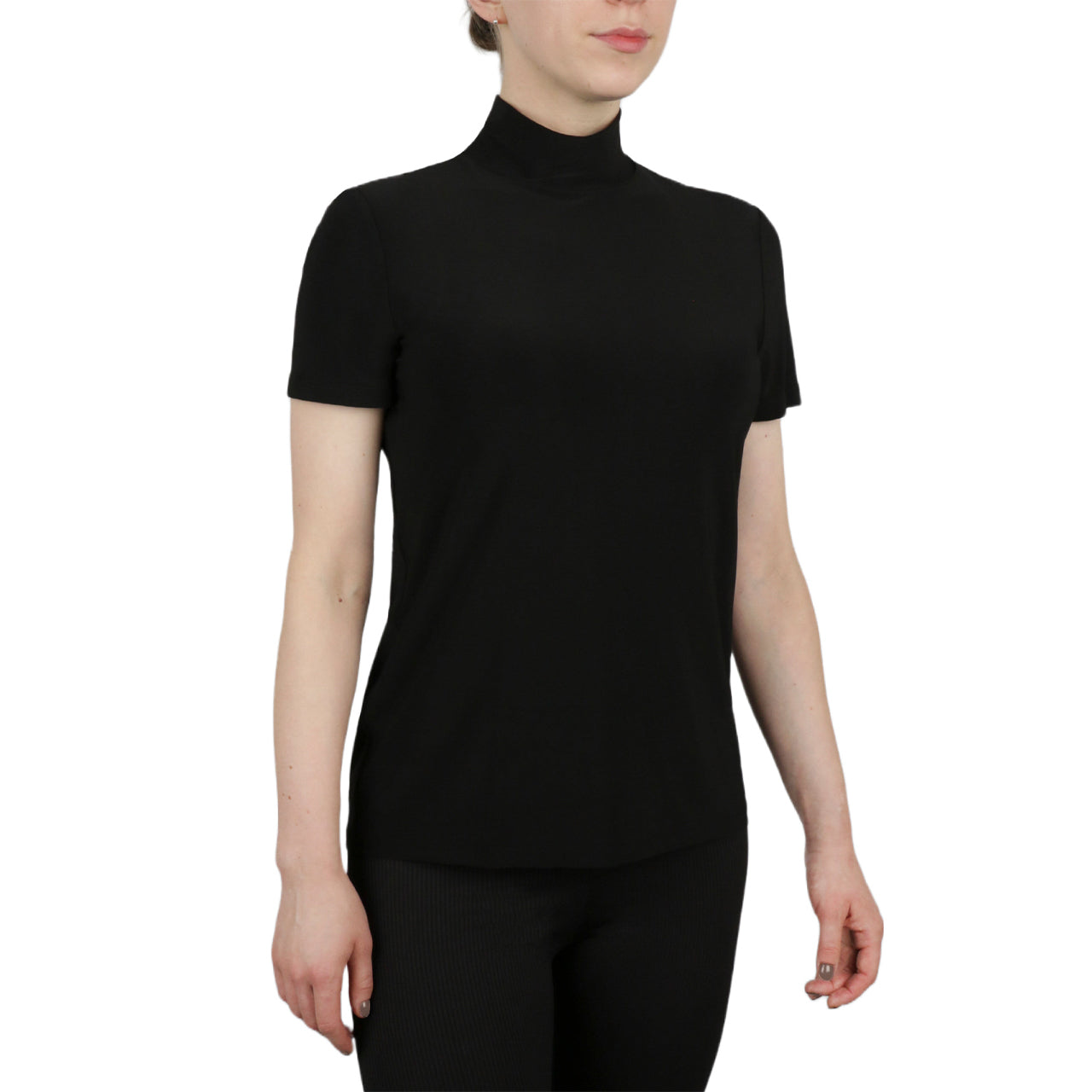  Anne Klein Short Sleeve Mock Neck - Anne Black - Bonton