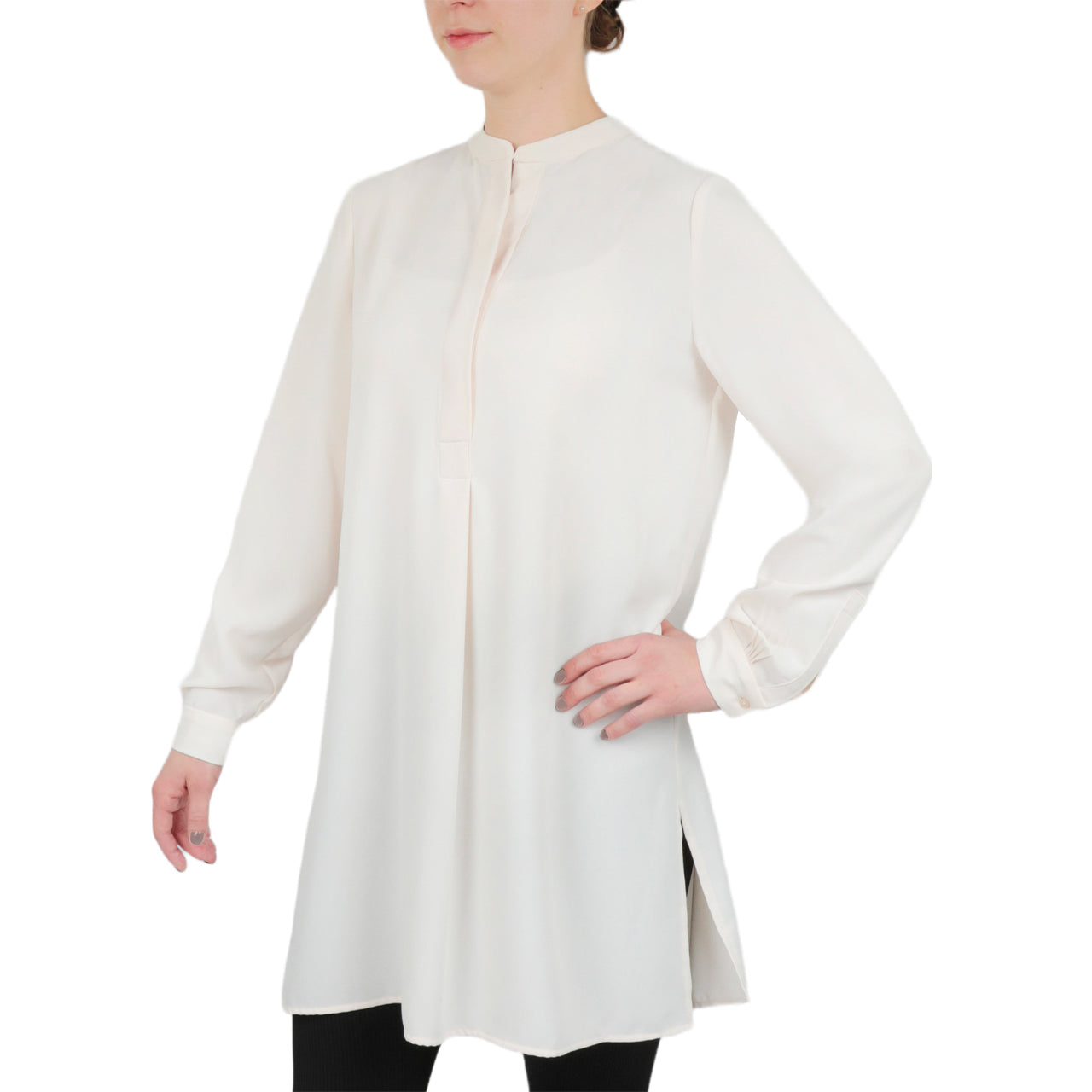  Anne Klein Popover Blouse With Side Slits - Distant Mountain - Bonton