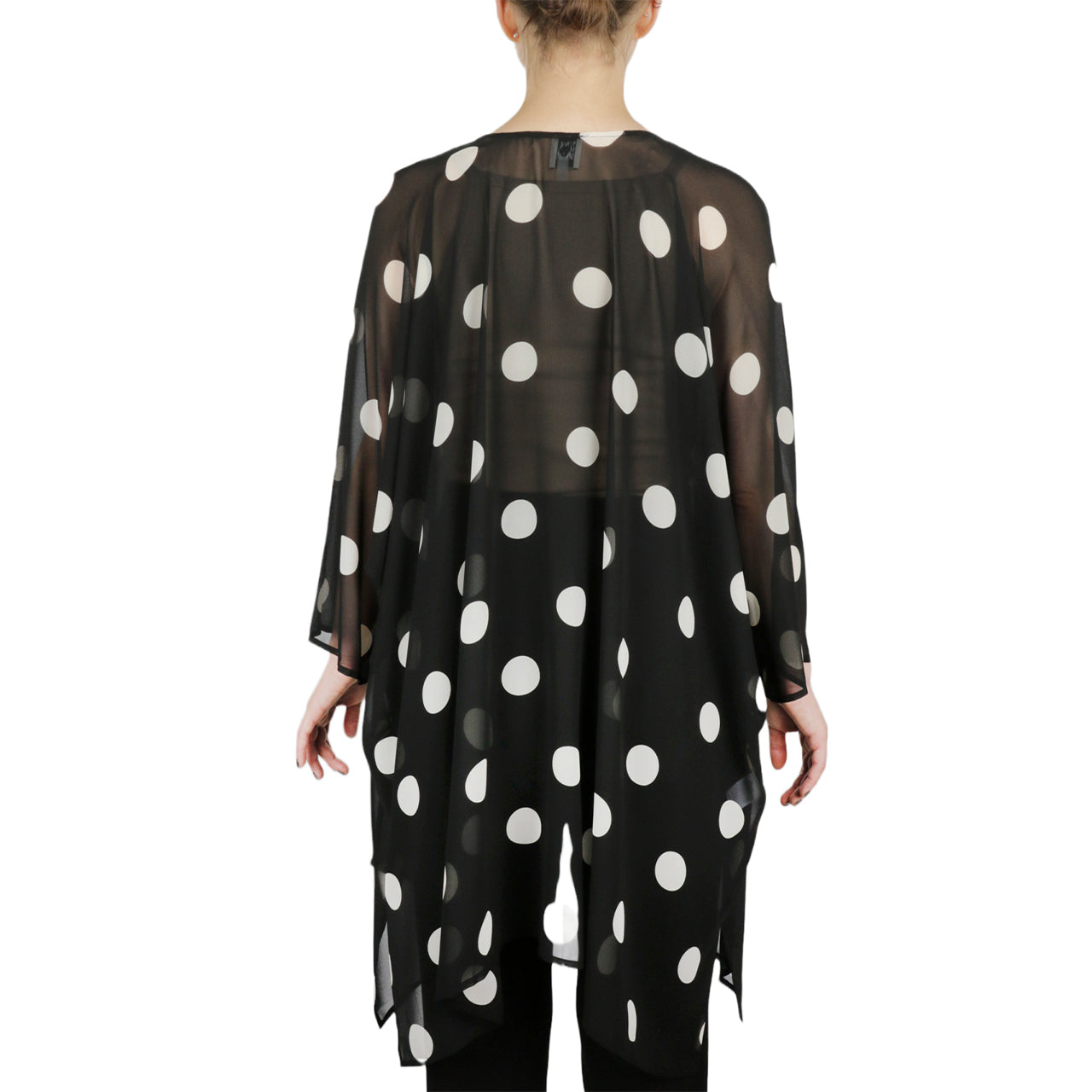  Anne Klein Women's Sheer Cardigan with Dot Print Design - Anne Black/Anne White - Bonton