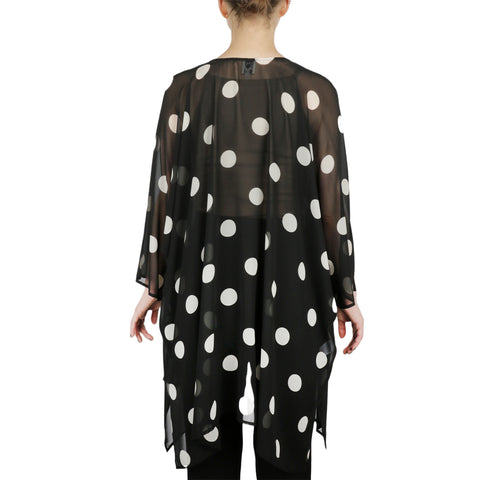 Women's Sheer Cardigan with Dot Print Design