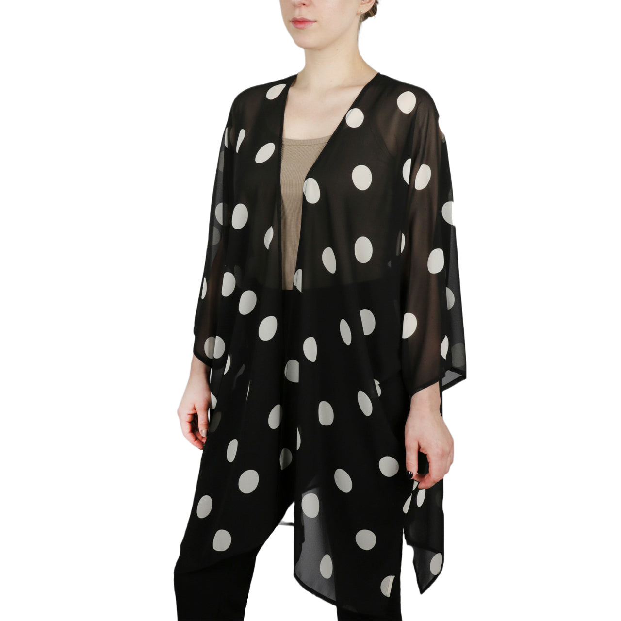  Anne Klein Women's Sheer Cardigan with Dot Print Design - Anne Black/Anne White - Bonton
