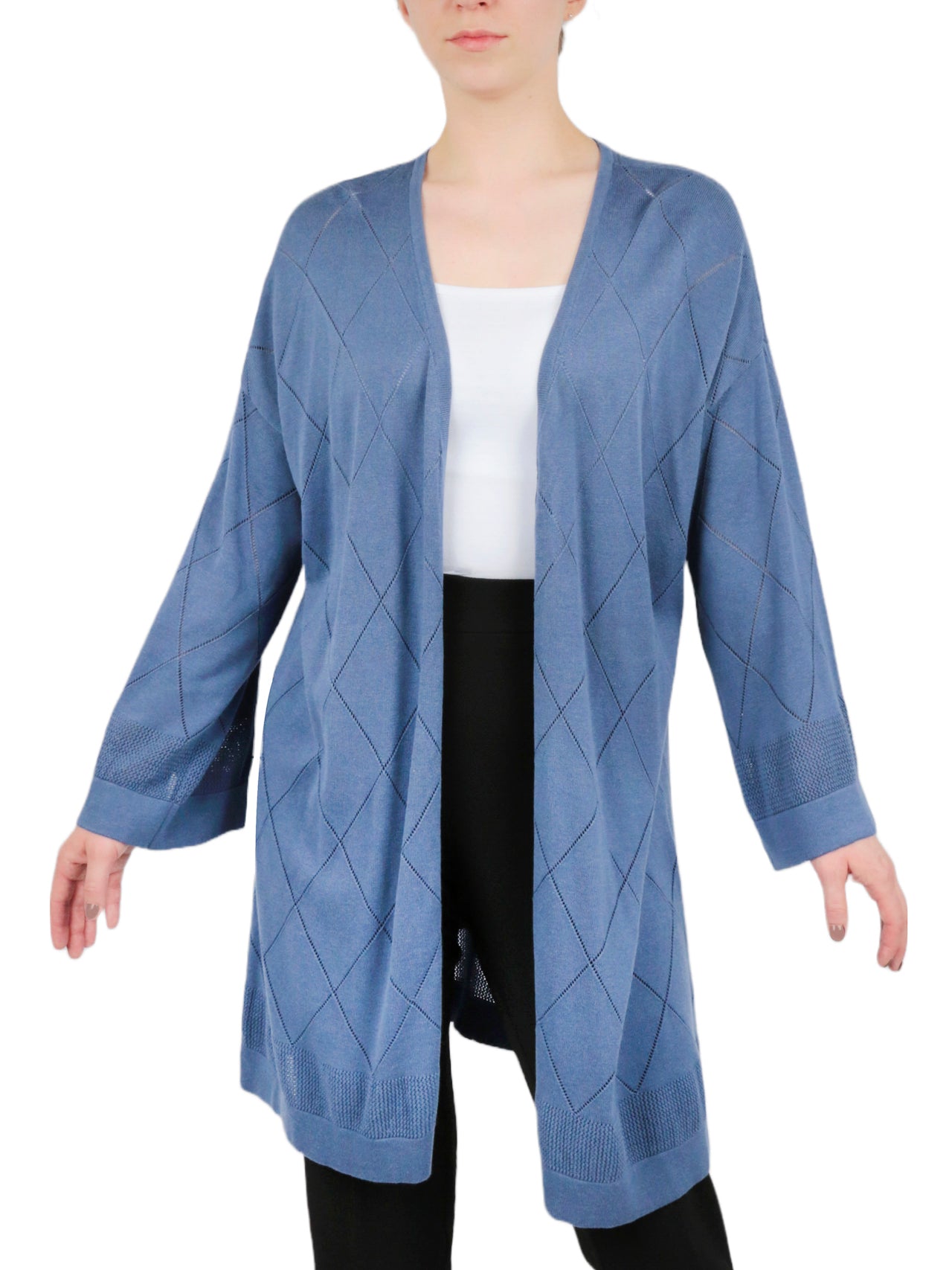  Anne Klein Stitch Detail Kimono Cardigan - Bisqueware - Bonton