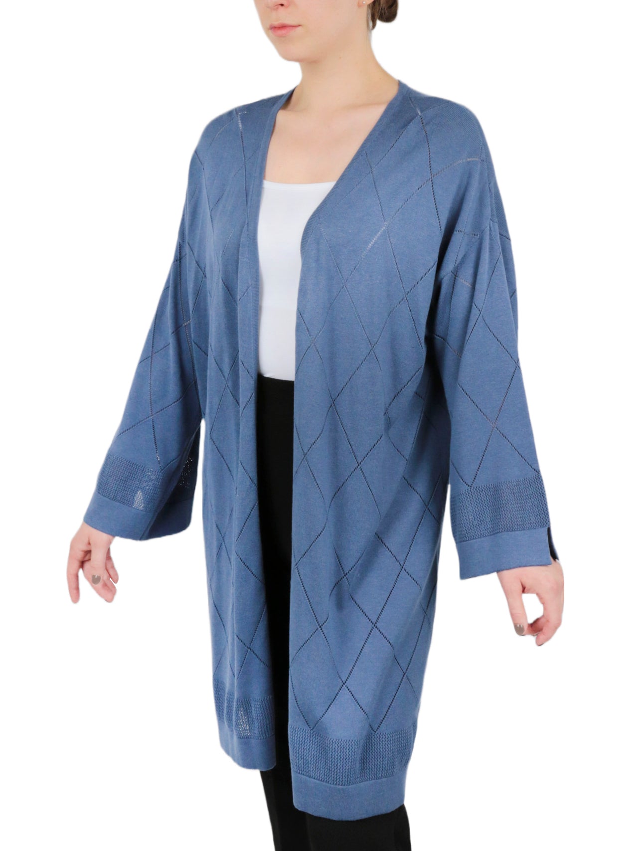  Anne Klein Stitch Detail Kimono Cardigan - Bisqueware - Bonton