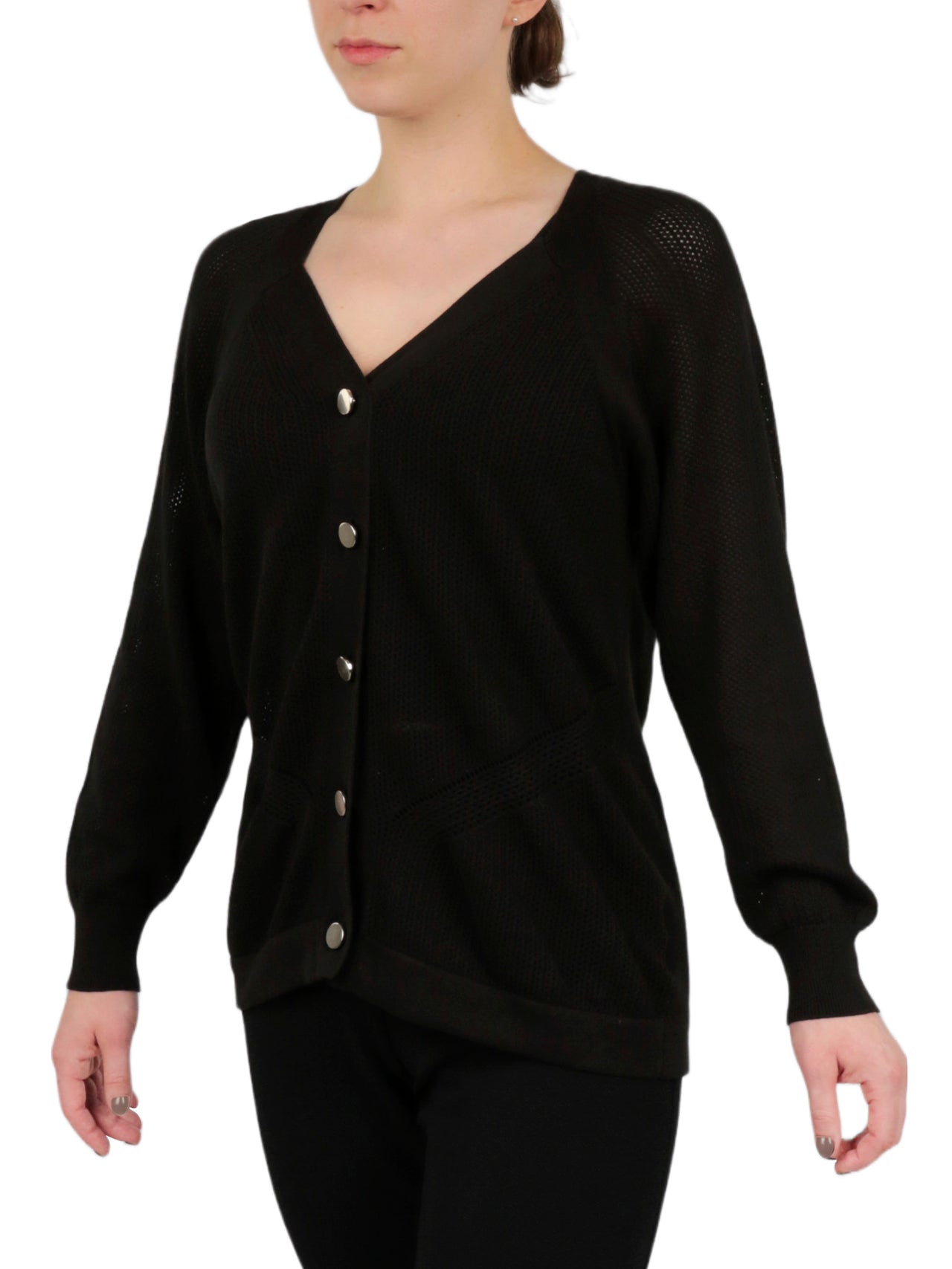  Anne Klein Cardigan With Directional Knitting - Anne Black - Bonton