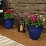 Resort High-Fired Glazed UV and Frost-Resistant Ceramic Planters with Drainage Holes - 2 Pack