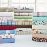 Heavy Weight Flannel Sheet Sets - Snowflakes White
