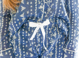 Myra Indigo Print Women's Nightwear Long Sleeve Shirt & Pajama Set